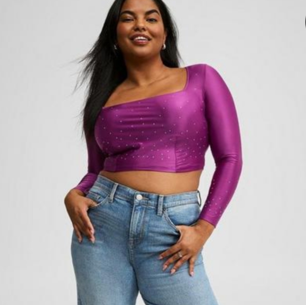 NWT Torrid Diamante Long Sleeve Crop Top